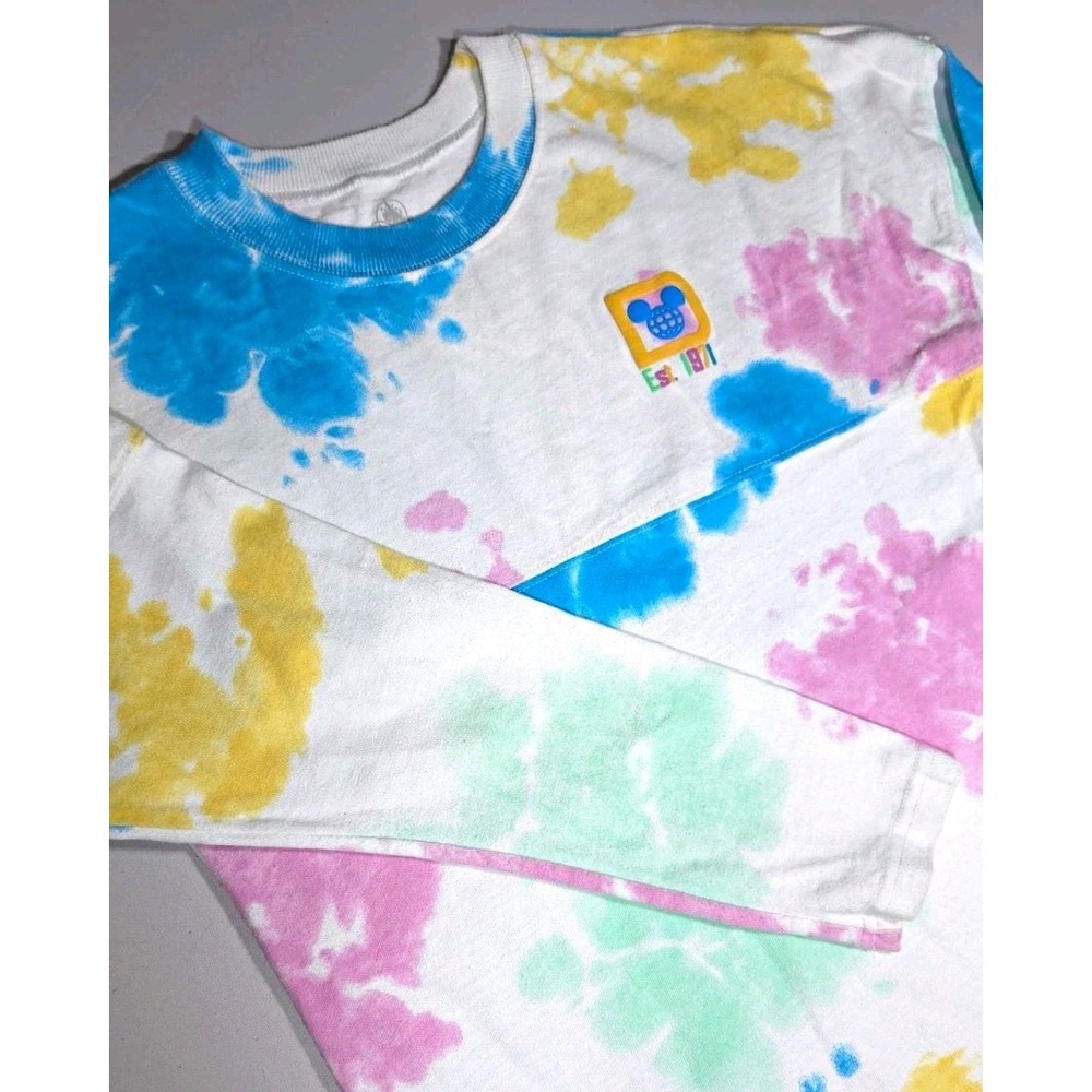 Walt Disney World Kids L Tie-Dye Long Sleeve Crew Neck 100% Cotton Tee